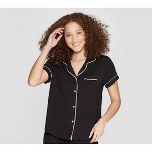 Target Black Short Sleeve Shirt with White Piping